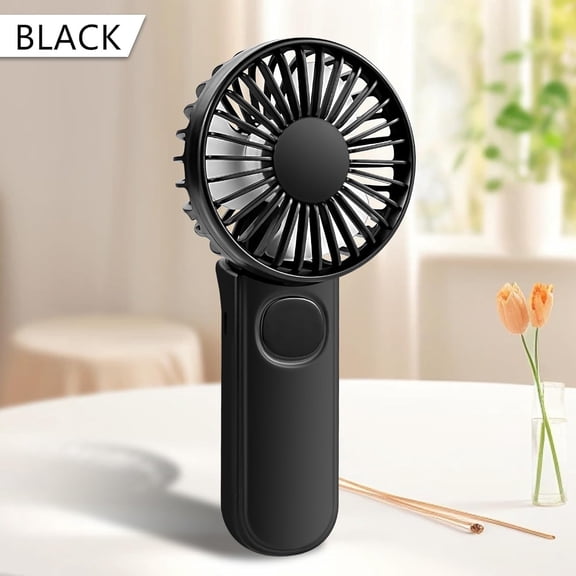 UYGDUY-Handheld Mini Fan, 3 in 1 USB Rechargeable Small Portable Fan for Travel, 3000mAh Battery Operated with LED Display, 180 Foldable with 5 Speed Wind (Black)