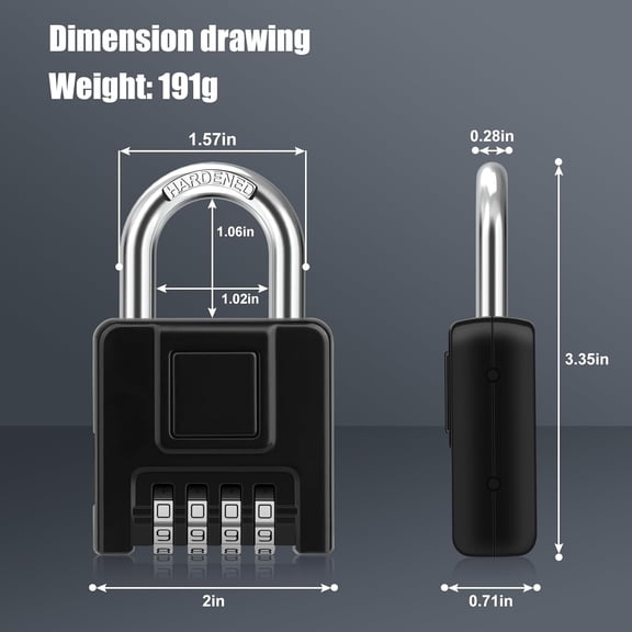 UYGDUY-[Hardened] Large Outdoor Combination Lock, Heavy Duty Weatherproof Padlock, 4 Digit, Resettable for Outdoor Use, for School, Tools, Fences, Gates, Black