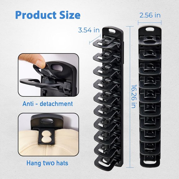 UYGDUY-Hat Organizer for Baseball Caps for wall,2 Pack Cap Racks, Rack Hanger Storage Display Holder Hooks Stand for Closet Door,Hold Up to 40 Hats