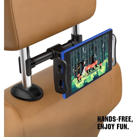 UYGDUY-Headrest Phone/Tablet Car Mount, Adjustable Tablet Holder for 4-12.9" Devices, Fit with iPhone 17/17 Air/17 Pro/17 Pro Max, iPhone 16/Pro/Pro Max/Plus, iPhone 15/Pro/Plus,iPad Air 4/Mini 6,Bla