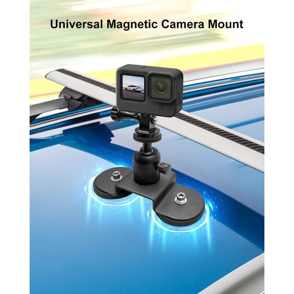 UYGDUY-Heavy-Duty Magnetic Car Camera Mount Compatible with GoPro insta360 and DJI OSMO Action Camera, Strong Magnetic Mount with 360 Rotation Ball Head