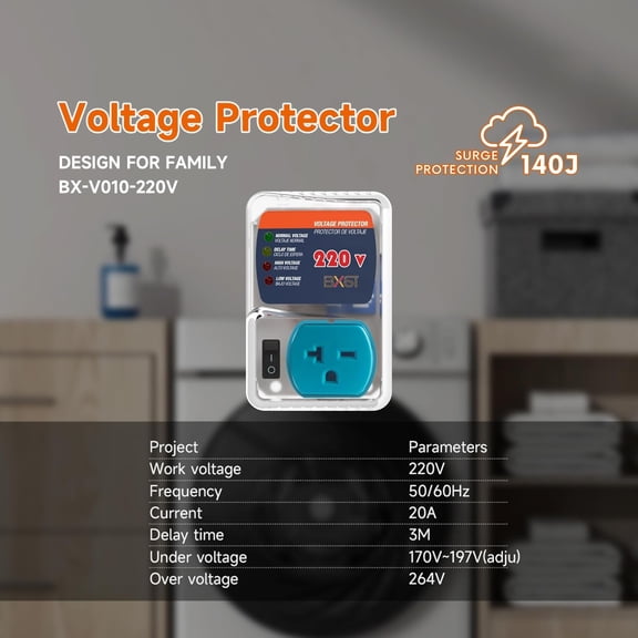 UYGDUY-Heavy-Duty Surge Protector 20A 4400W for Refrigerators One Outlet Plug Voltage Protector Adjustable Voltage Regulator for Home Appliance, 1 Pack