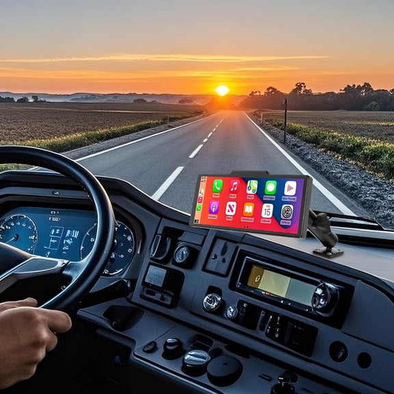 UYGDUY-Heavy-Duty Truck Dash Mount for CarPlay Screen, Aluminum Alloy Long Arm & AMPS Square Plate Base, 360 Rotation