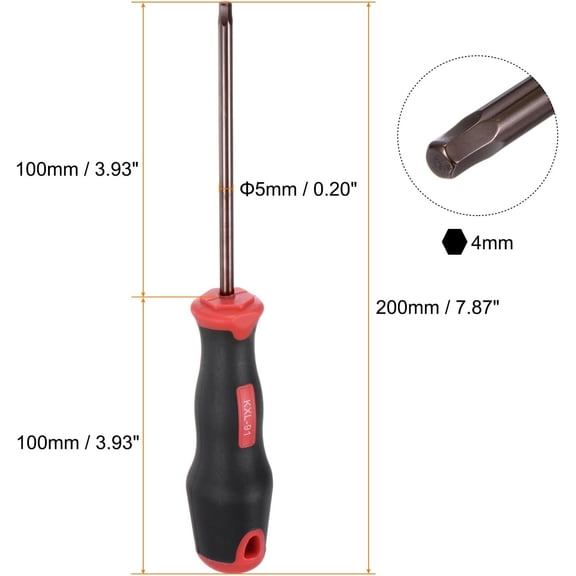 UYGDUY-Hex Screwdriver 4mm Magnetic Hexagon Key Metric Driver with 3.94" Shaft Length for RC Model Furniture Repair Electronic