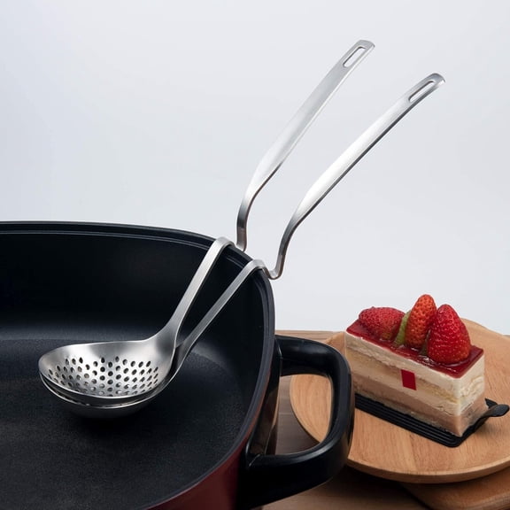 UYGDUY-Hot Pot Ladle Set Slotted Spoons for Cooking SUS304 Stainless Steel Soup Ladles for Serving, 12-Inch
