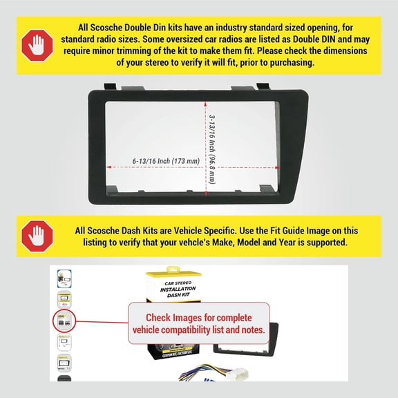 UYGDUY-ICHA6BN Double DIN Radio Install Dash Kit Compatible with Select 2001-05 Honda Civic - Factory Radio Brackets Required - Complete Basic Car Stereo Installation Kit - Does Not Retain SWC