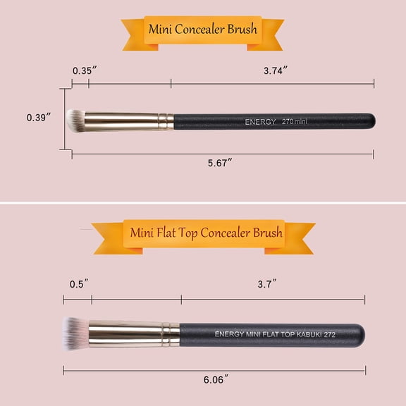 UYGDUY-Kabuki Brushes Set - Mini Flat Top Kabuki Brush and Slant Concealer Brush Under Eye for Eyebrows Eyeshadow Brushes for Liquid Cream Powder Blending,Stippling,Highlighter and Nose Contour