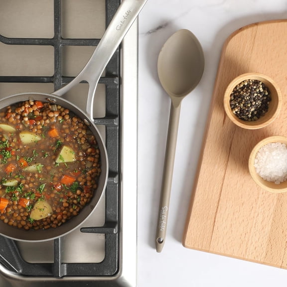 UYGDUY-Kitchen Essential Mealcraft Silicone Kitchen Spoon - Taupe