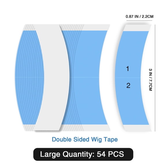 UYGDUY-Lace Front Wig Tape Double Sided for Wigs - 54 PCS Strong Adhesive - Waterproof - Blue 1/2