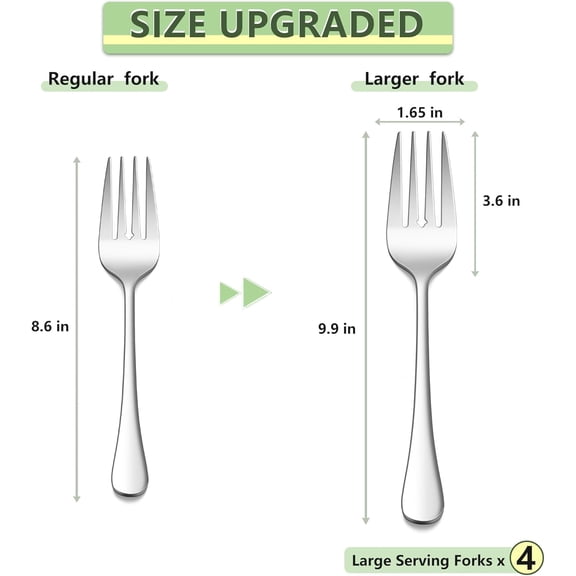 UYGDUY-Large Serving Forks Set of 4, 9.9 Inch Stainless Steel Serving Utensils Set, Big Buffet Forks for Party Catering Wedding Kitchen Restaurant, Dishwasher Safe