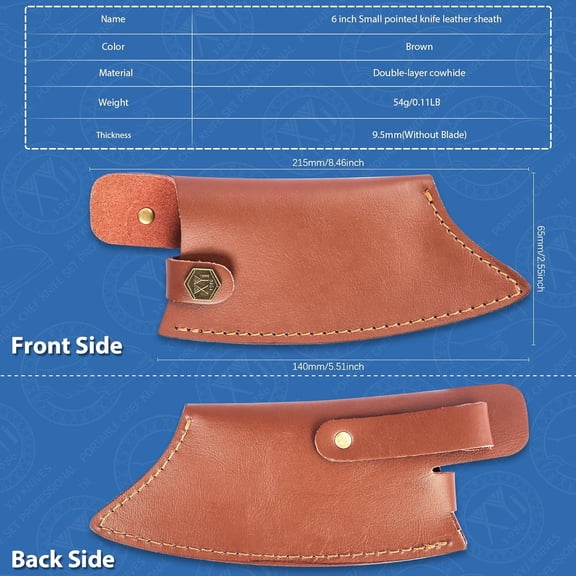 UYGDUY-Leather Sheath For 6 Inch Chef Knife Edge Guards Blade Protector Cleaver Knives Cover With Loop Belt For Outdoor Camping