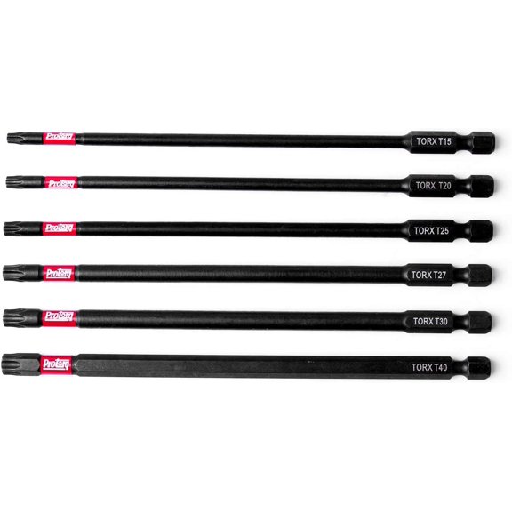 UYGDUY-Long Impact Bit Set, T15-T40 TORX, 6-Inch Length, 6-Piece,Industrial Strength, 1/4" Hex Shank