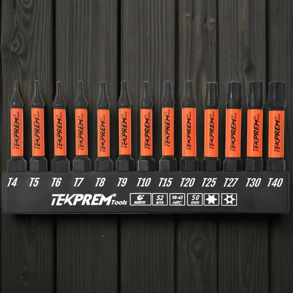 UYGDUY-Long Torx Bit Set with Magnetic Bit Driver, 13-Piece Security Torx Screwdriver Bit Set with 2 inch T4 T5 T6 T7 T8 T9 T10 T15 T20 T25 T27 T30 T40 Tamper Resistant
