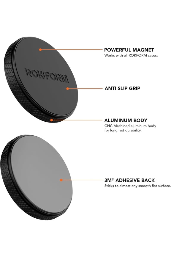-- Low Pro Magnetic Phone Mount, 1-Inch Phone Magnet for Car, 3M VHB Adhesive Holder Mounts to Almost Any Flat Surface, Compatible with All Cases (Black)