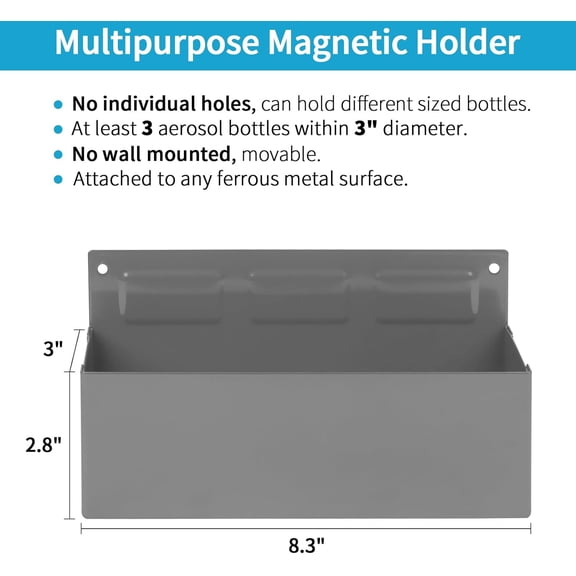 UYGDUY-Magnetic Aerosol Spray Can Holder, Magnet Toolbox Bottle Holder, Tool Box Storage Rack for Garage and Home, Craft Workspace, Mechanic Paint Bottle Can Organizer, Silver, 3"x8.3"