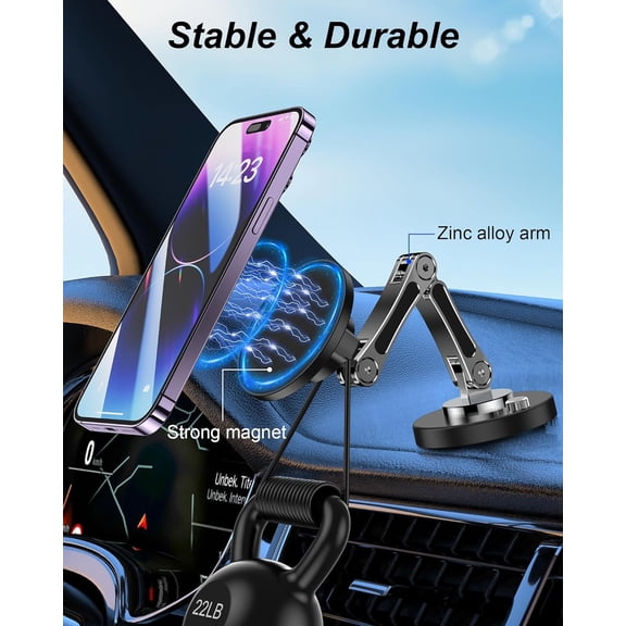 UYGDUY-Magnetic Car Phone Holder for MagSafe, Magnetic Car Mount with Vacuum 360Adjustable Metal Head [120 LBS Strongest Suction], Cell Phone Holders for Your Car for iPhone 1217 Series
