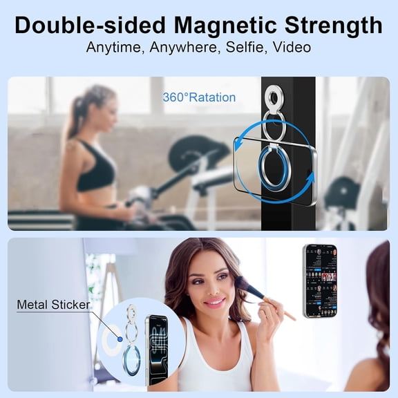 UYGDUY-Magnetic Phone Grip Stand for iPhone Air/17/17 Pro/16e/16/15 Pro Max, Double Adjustable Gym Finger Ring Grip MagSafe Ring Holder with Kickstand for Samsung Galaxy S26/S25 Ultra/S25 Plus/S24 Ul