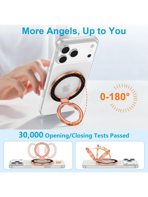 -Magnetic Phone Ring Grip for MagSafe, Dual-Sided Magnetic Phone Ring Holder Mag Safe Grip Stand with Kickstand for iPhone 17e 17 16 15 14 13 Pro Max Plus Samsung Galaxy S26 Ultra S25 FE S25 S2