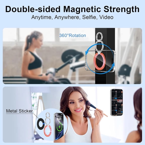 UYGDUY-Magnetic Phone Ring Holder for MagSafe, 360 Rotation Cell Phone Grip Stand Finger Ring Kickstand Two-Sided Magnet for iPhone 17 Pro Max 16e 16 Pro Max Samsung Galaxy S26 S25 Ultra MagSafe Acc