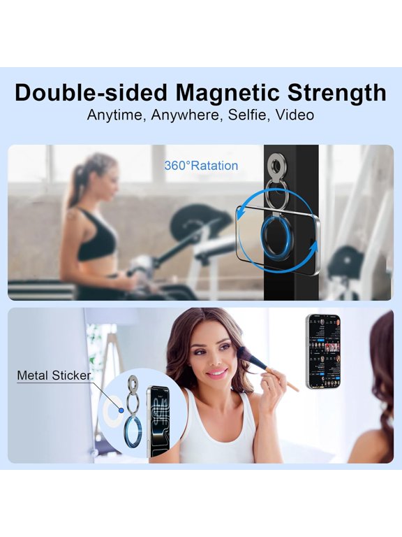 -Magnetic Phone Ring Holder for Samsung Galaxy S26 S25 Ultra S25 S24 FE S24 Ultra, Removable Magsafe Phone Grip with Kickstand for iPhone Air 17 Pro Max 16e 16 15 14 13 Pro Max, Fit Magnetic Ca