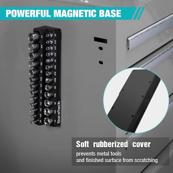UYGDUY-Magnetic Socket Organizer, 1/4" SAE Socket Tray Holds 26 Standard & Deep Sockets, Magnetic Sockets Holder