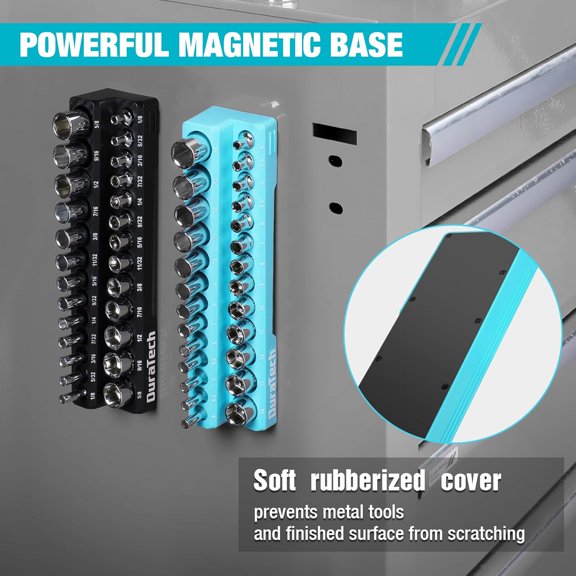 UYGDUY-Magnetic Socket Organizer Set, 1/4" Drive SAE&Metric Socket Holders Socket Trays for Tool Box and Tool Cart, Hold 52 Pieces Standard&Deep Size Sockets (Sockets Not Included)