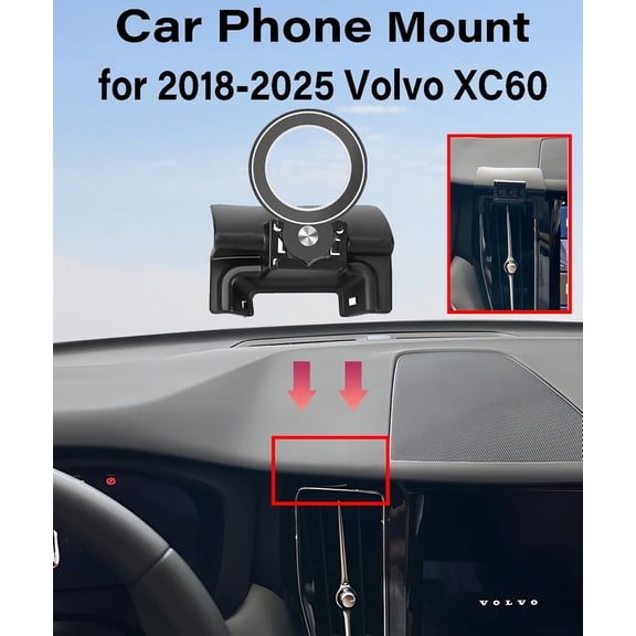 UYGDUY-Magnetism Car Phone Holder for Volvo XC60 2018-2025 Accessories Compatible with MagSafe Hands-Free 360 Degree Rotation Adjustable Cell Phone Mount Does Not Affect Air Vent