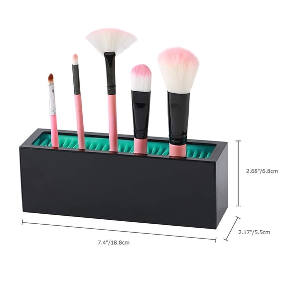 UYGDUY-Makeup Brushes Holder Organizer, Silicone Vanity Air Drying Rack Display Storage for Brush, Eyeliners and More, Practical Cosmetic Tools Container (Blue-Black)