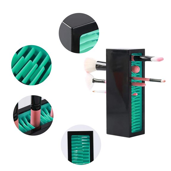 UYGDUY-Makeup Brushes Holder Organizer, Silicone Vanity Air Drying Rack Display Storage for Brush, Eyeliners and More, Practical Cosmetic Tools Container (Red-Black)