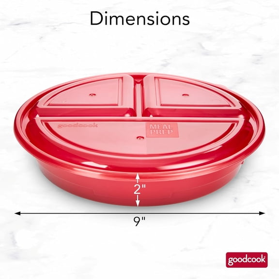 UYGDUY-Meal Prep Containers Set Microwave & Dishwasher-Safe Round Food Organizers with Labeled Compartments BPA-Free Food Storage Set with Snap Shut Lids Portion Control, 10-Pieces, Red