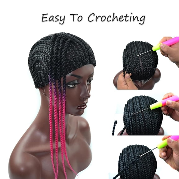 UYGDUY-Medium Adjustable Straps Crotchet Cornrows Wig Caps with 2 Combs for Making Wig Durable Stable Black Easier Sew in Weaving Braided Wig Caps 1Pcs/Lot Adjustable Wig Cap