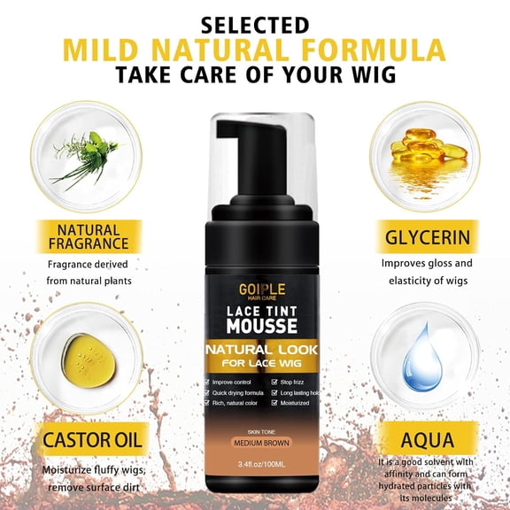 UYGDUY-Melting Lace Lace Tint Mousse for Women - Natural Finishing Color on Wigs, Toupees, and Hairpieces - Wig Glue Tool Set (Mocha- Medium Brown)