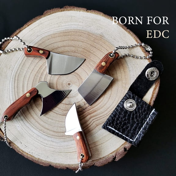 UYGDUY-Mini Pocket Knife Set, Utility EDC Knife with Sheath,Mini Chef Keychain Knife, Tiny Things for Box Cutter Letter Opener Package Opener, Cool Gadgets EDC Tools -Set of 4