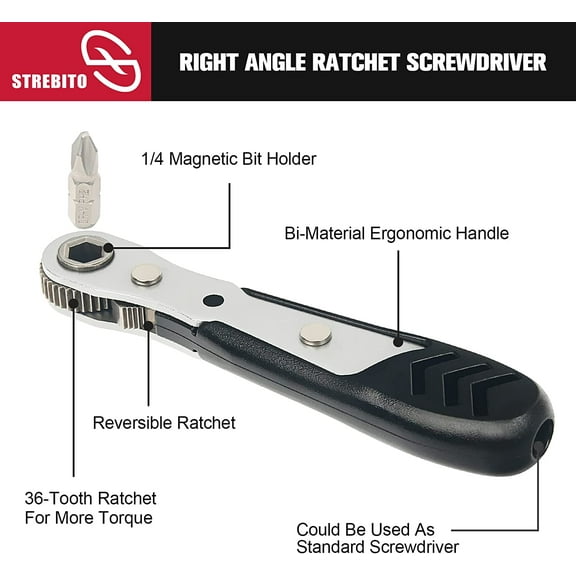 UYGDUY-Mini Ratchet Set 12-Piece 1/4 Right Angle Screwdriver Set - Small Ratcheting Wrench 90 Degree Offset High Torque Low Profile for Tight Spaces