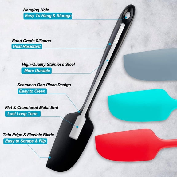 UYGDUY-Mini Silicone Spatula - BPA Free Pro-Grade 600F Heat-Resistant Non-Stick Small Rubber Jar Spatula - Silicone Kitchen Scraper Utensil Tool for Cooking and Baking, 8.8 IN
