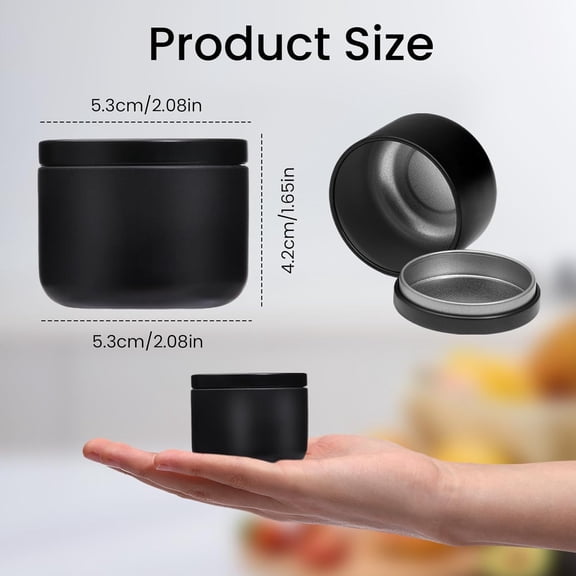 UYGDUY-Mini Tea Jars with Lids Black Travel Jar Tinplate Storage Containers Box Tins for Coffee Bean Sugar Candle Loose Leaf Chocolate Party Spices Portable Small 6 Pack