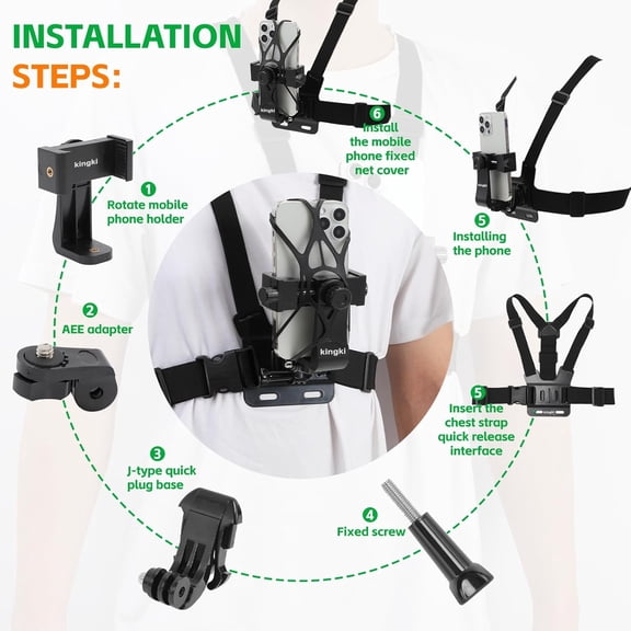 UYGDUY-Mobile Phone Chest Mount Harness Strap Holder Cell Phone Clip Action Camera POV for Samsung iPhone Plus etc