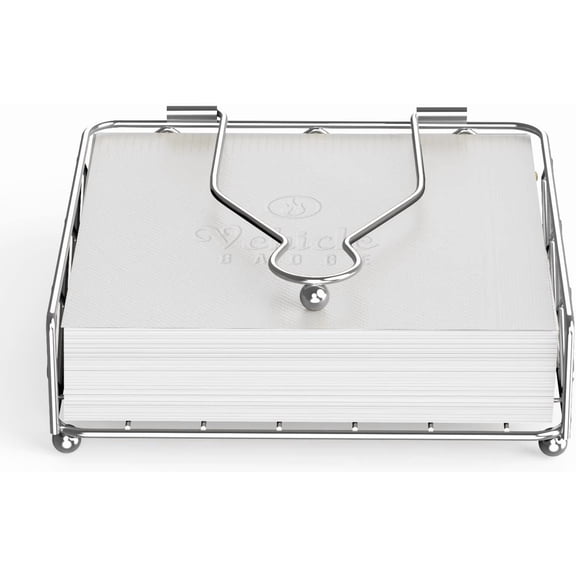 UYGDUY-Modern Napkin Holder for Table, Horizontal Tissue Dispenser for Kitchen Countertop, Dining or Picnic Table Dcor, Metal Paper Organizer for Restaurant, Flat Cocktail Napkins Caddy, Silver
