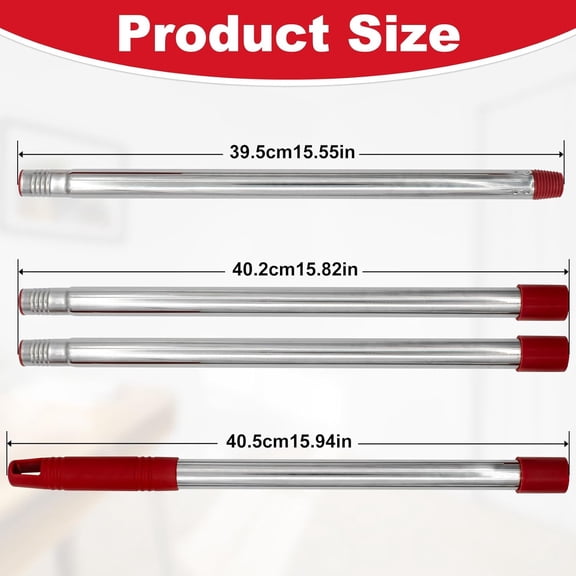 UYGDUY-Mop Handle for Ocedar, Mop Handle for O Cedar, 4-Section Spin Mop Handles Replacement for Ocedar Spin Mop and H2pro Flat Mop, 30" to 58" Adjustable Extra Long Stainless Steel Handles for O Ced