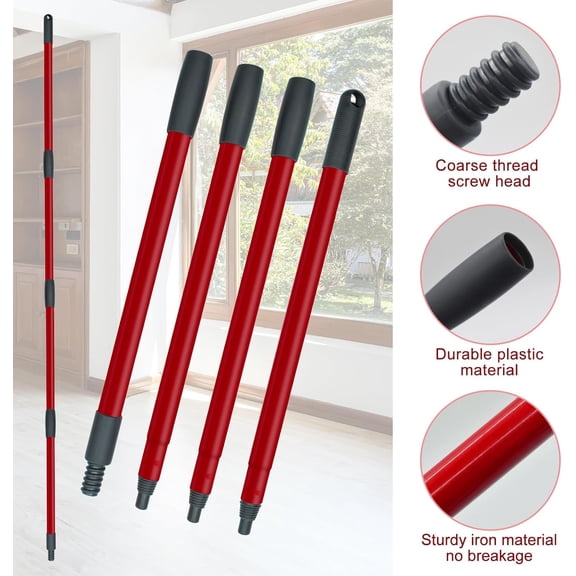 UYGDUY-Mop Handle Replacement for Ocedar 4 Section Spin Mop Handle Compatible with Ocedar Spin Mop Refills and Brooms, 30" to 58" Mop Stick for Cedar Floor Cleaning, American Threaded Joint