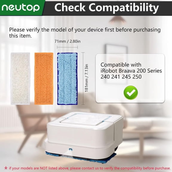 UYGDUY-Mop Pads Compatible with iRobot Braava Jet 200 Series 240 241 244 245 250 Robot Mops, Washable and Reusable, 4 Wet 4 Dry 4 Damp.