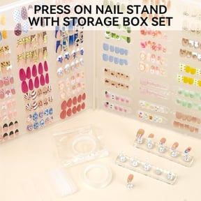 UYGDUY-Nails Storage Box with Stand for Fake Nail,Large Empty Nail Box Case Use for Press On Display & Storage,Nail holder for Painting Practice,Acrylic Nail Display Stand for Design Home