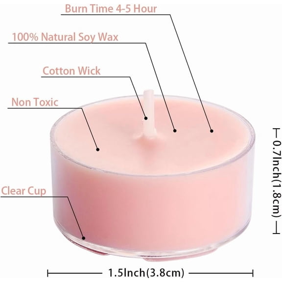 UYGDUY-Natural Hibiscus Orchid Scented Soy Wax Tealight Candles Bulk, Aromatherapy Luxury Tea Candle Set of 12-4 Hour Burning Great Gift