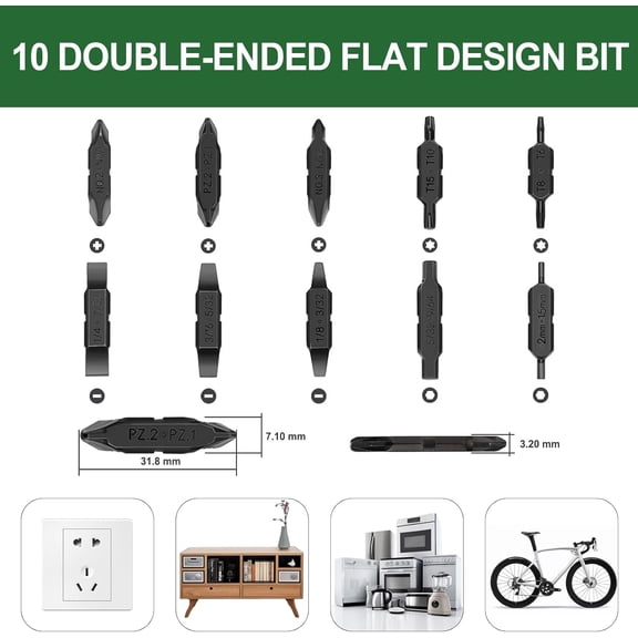 UYGDUY-NexTool, Bit Kit, 10 Double-Ended Screwdriver Bit Set for Multi-Tools, NexTool Pocket Tool E1 and Flagship Captain, Slot, Phillips, Hex and Torx Bits with Storage Case Perfect for Camping, on