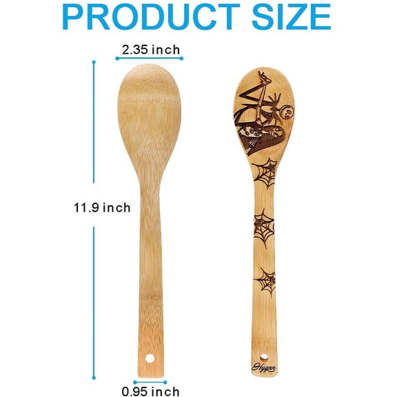 UYGDUY-Nightmare Wooden Spoons Great Utensil Set Fun Idea Serving Utensils Burned Bamboo Spoons Kitchen House Warming Present Slotted Spoon 5 Piece