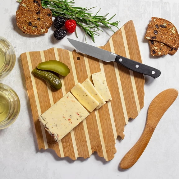 UYGDUY-Ohio Charcuterie Board with Spreader Knife Gift Set, 10-7/8" x 9-5/8"