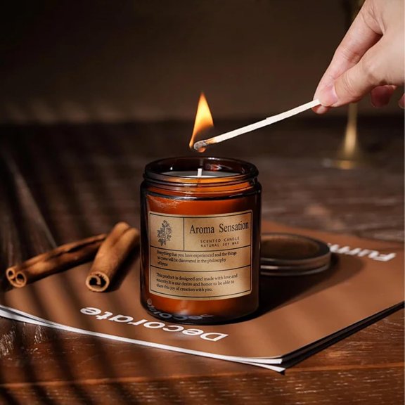 UYGDUY-Organic Smoked Rosewood Candles - Non Toxic Soy Candles for Home, Stress Relief & Meditation (7oz)