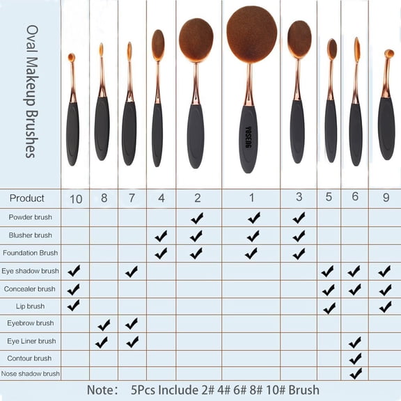 UYGDUY-Oval Foundation Brush 5 Pcs Toothbrush makeup brushes Fast Flawless Application Liquid Cream Powder Foundation