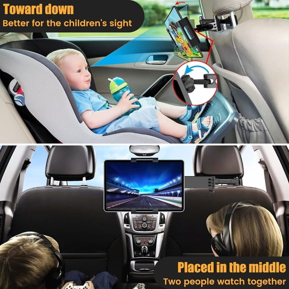 UYGDUY-PC Tablet Mounts 2 Pack Tablet Holder for Car,ipad Headrest Mount for 5.5-18.4 Inch ipad/Phones Car Tablets Holder with 360Rotating Adjustable,Black