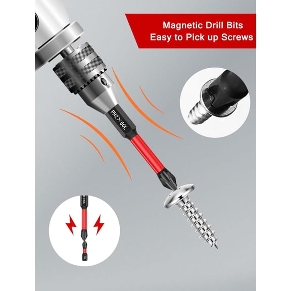 UYGDUY-PH2 Magnetic Drill Bits 10-Pack, 2-Inch S2 Steel, Screwdriver Bits wiht Anti-Slip, 1/4 Hex Shank, Impact-Ready Driver Bit Set for Drill, Manual or Electric Use